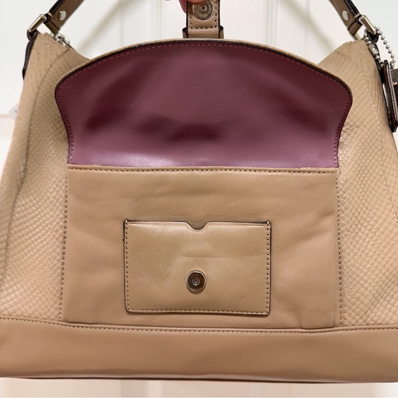 Coach Charlie Python Leather Hobo Tote in Tan NWT - Picture 10 of 14